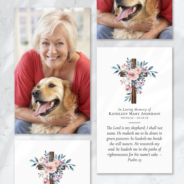 Carte de prière commémorative Eucalyptus Floral Cr (Créateur téléchargé)