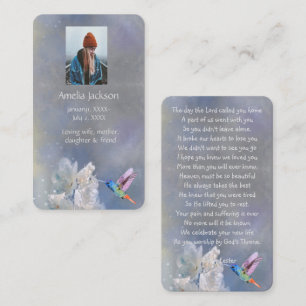 Carte de prière commémorative Fleurs blanches coli