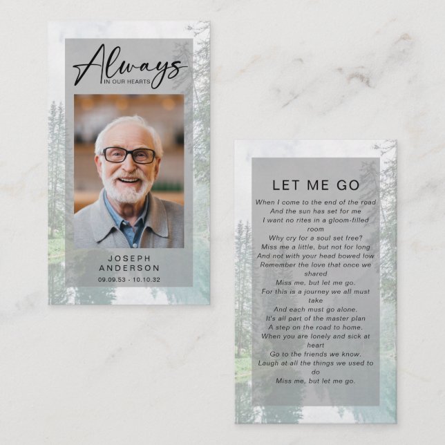 Carte de prière commémorative | Forêt (Devant / Derrière)