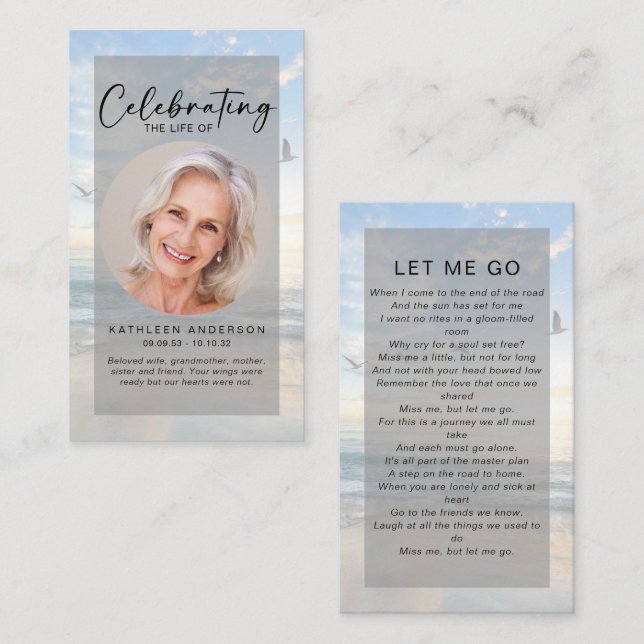 Carte de prière commémorative | Oiseaux océaniques (Devant / Derrière)