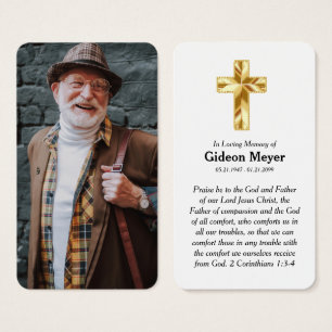 Carte de prière commémorative photo complète