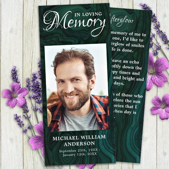 Carte de prière commémorative Photo Emerald Green  (Créateur téléchargé)