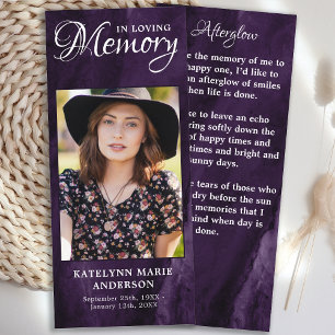 Carte de prière commémorative Photo Funérailles de