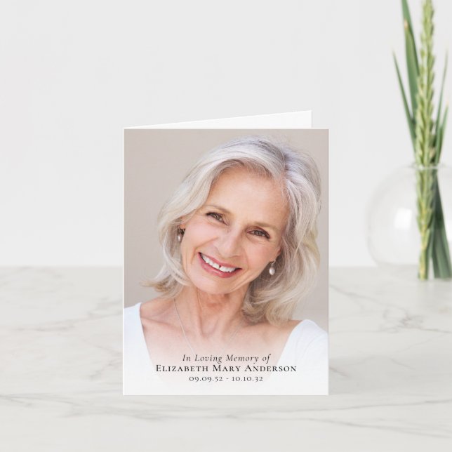 Carte de prière commémorative pliée en mémoire d'a (Devant)