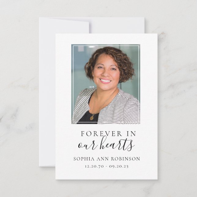 Carte de prière commémorative pour toujours dans n (Devant)