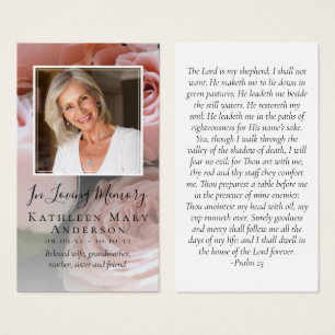 Carte de prière commémorative rose