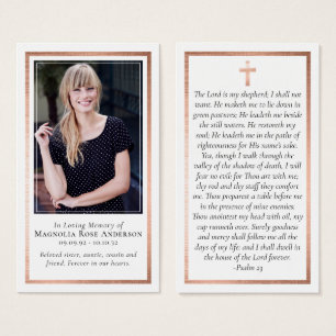 Carte de prière commémorative rose Gold Foil Frame