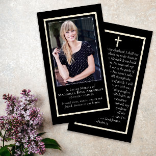 Carte de prière commémorative simple Gold Frame