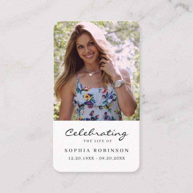 Carte de prière commémorative simple photo (Devant)