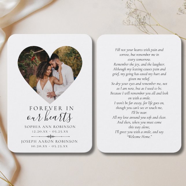 Carte de prière coriace commémorative en double ph (Créateur téléchargé)