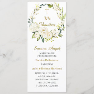 Carte de prière de baptême personnalisée en espagn