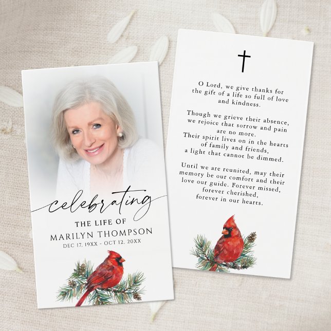 Carte de prière de célébration de vie de cardinal (Créateur téléchargé)