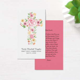 Carte de prière de croix de couleur rose