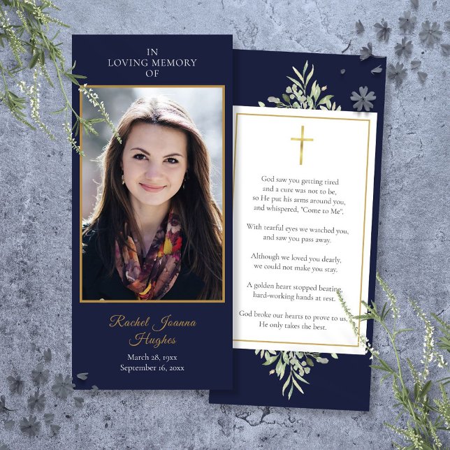 Carte de prière de décoration funéraire de la Mari (Navy Funeral Memorial Photo Greenery Prayer Card)