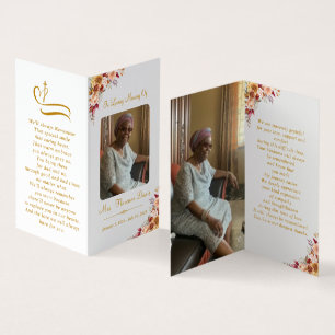 Carte de prière de dossier photo Gold Script Memor