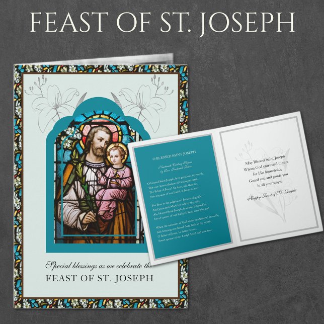 Carte de prière de fête religieuse catholique de S (Feast of St, Joseph Patron Saint of Catholic Church)