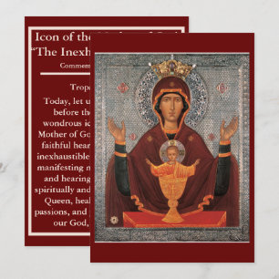 carte de prière de la Mère de Dieu - Chalice inépu