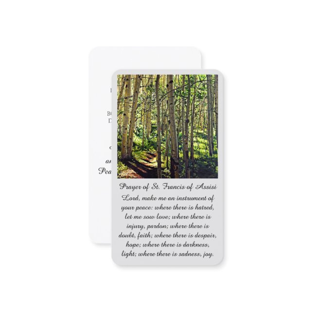 Carte de prière de la Saint François d'Assise (Devant/Arrière en situation)