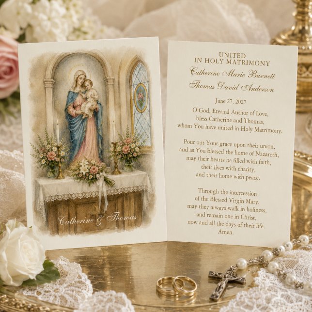 Carte de prière de mariage à l'autel marial (Créateur téléchargé)