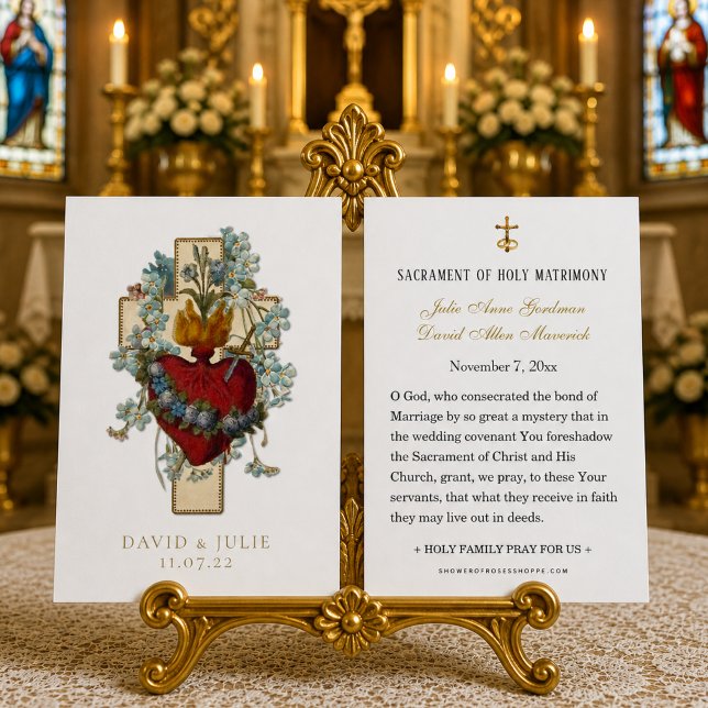 Carte de prière de mariage catholique à croix élég (Créateur téléchargé)