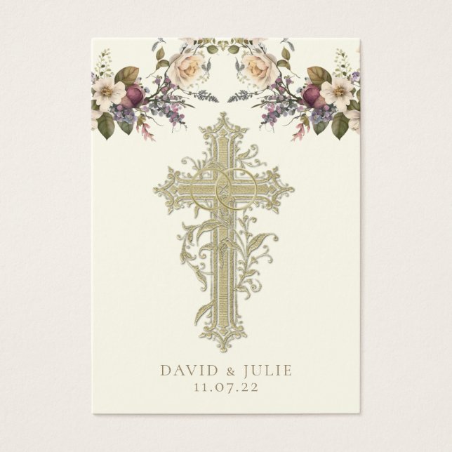 Carte de prière de mariage catholique à motif flor (Devant)