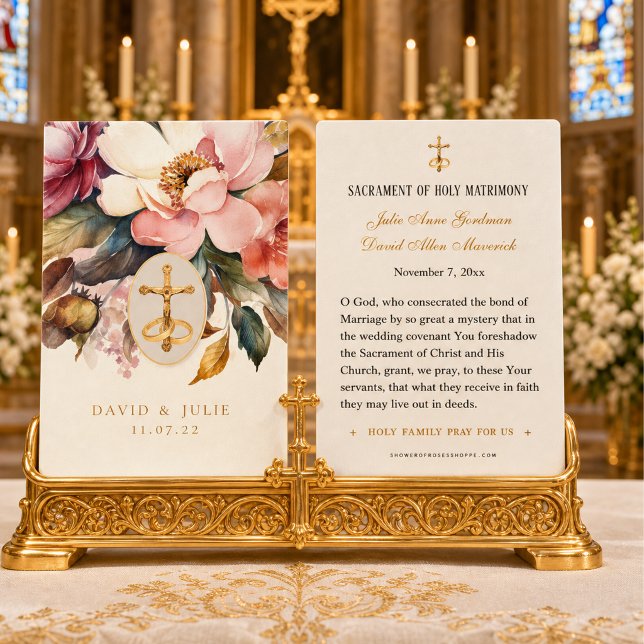 Carte de prière de mariage catholique à motif flor (Créateur téléchargé)