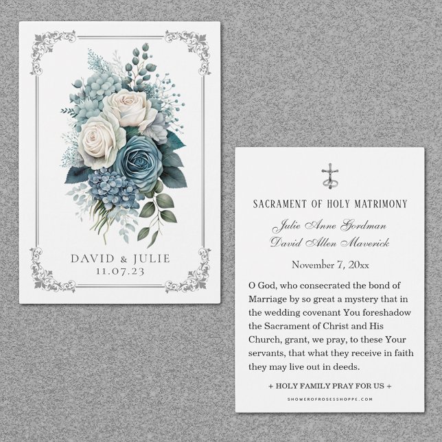 Carte de prière de mariage catholique à motif flor (Créateur téléchargé)
