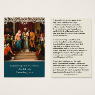 Carte de prière de mariage catholique Carte Sainte