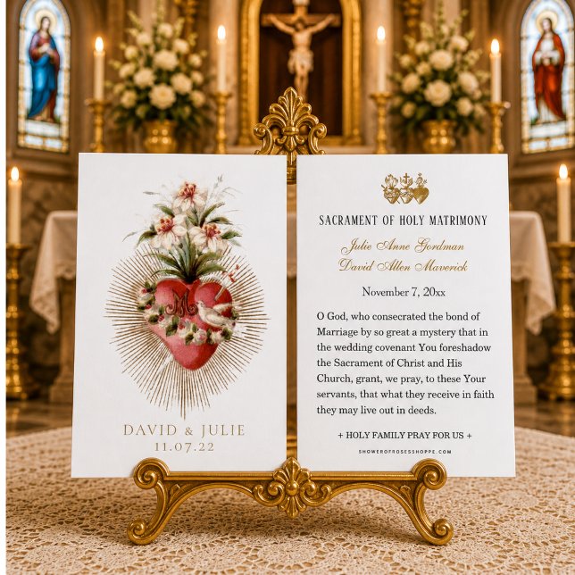 Carte de prière de mariage catholique Cœur de Mari (Créateur téléchargé)