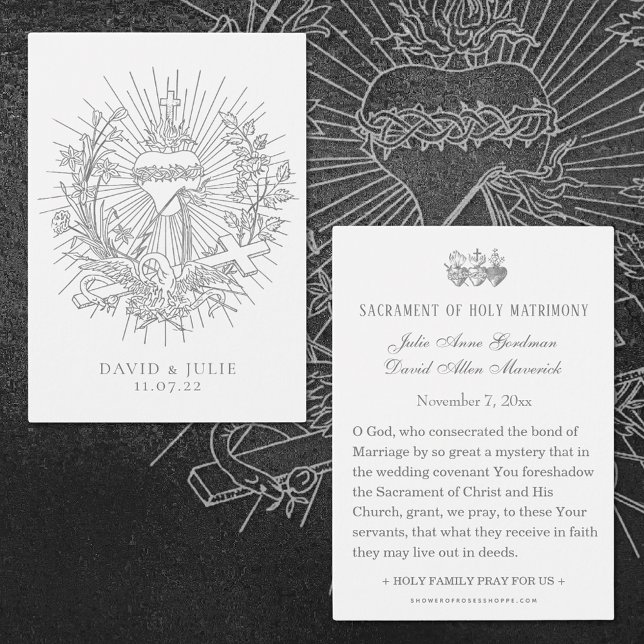 Carte de prière de mariage catholique Cœur sacré (Catholic Wedding Prayer card of the Sacred Heart of Jesus)