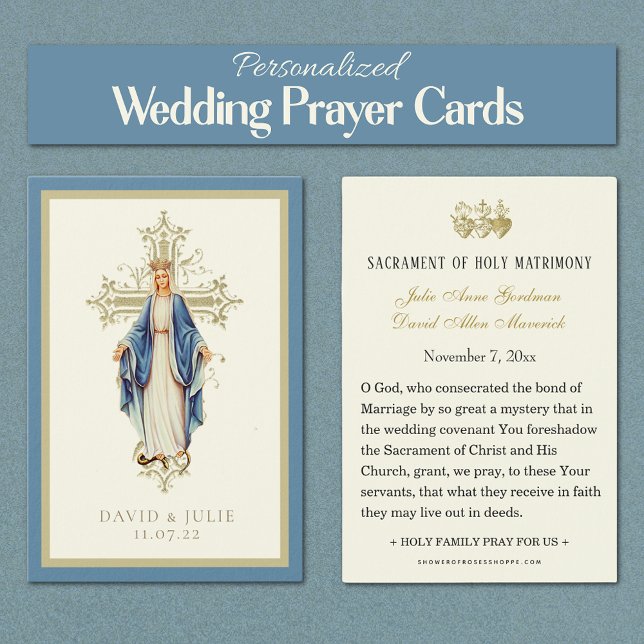 Carte de prière de mariage catholique de la Vierge (Our Lady of Grace Catholic Personalized Wedding Prayer Cards)