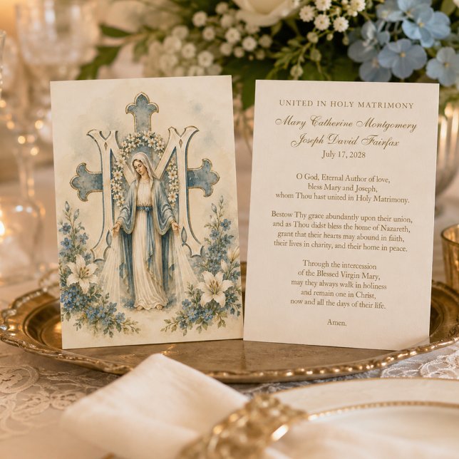 Carte de prière de mariage catholique de Notre-Dam (Créateur téléchargé)