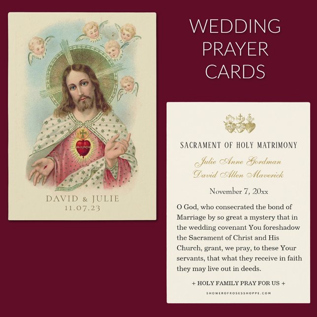 Carte de prière de mariage catholique du Sacré-Cœu (Sacred Heart of Jesus Catholic Wedding Prayer Cards)