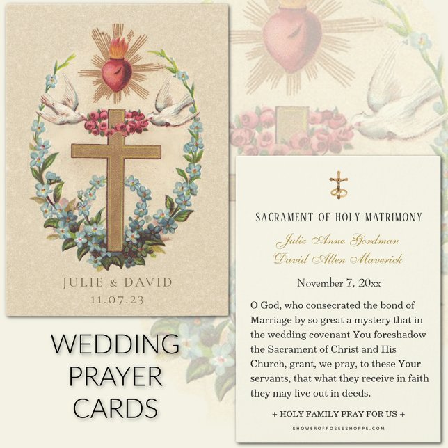 Carte de prière de mariage catholique du Sacré-Cœu (FEATURING A BEAUTIFUL TRADITIONAL CATHOLIC WEDDING PRAYER CARD)