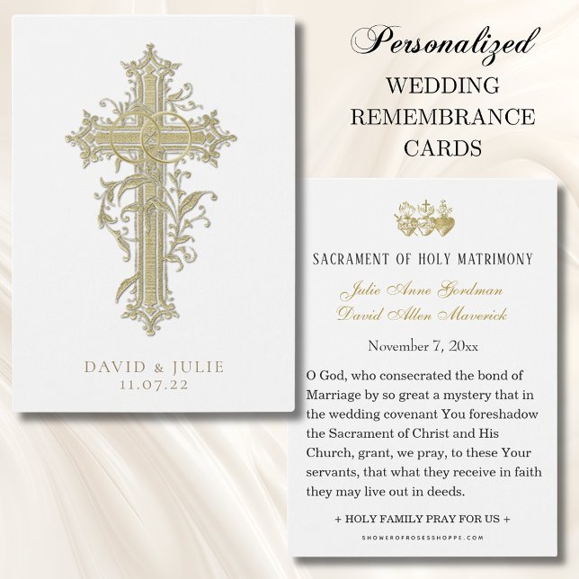 Carte de prière de mariage catholique en or élégan (Créateur téléchargé)