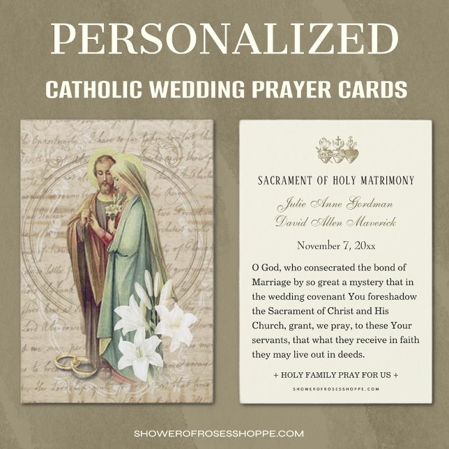 Carte de prière de mariage catholique Fiançailles  (Traditional Catholic Wedding Prayer Cards - Easy to personalize )