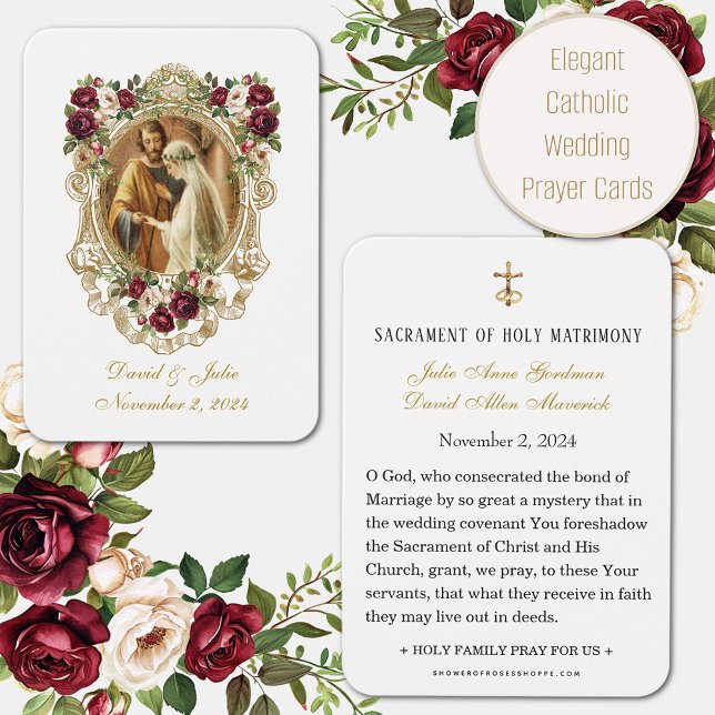 Carte de prière de mariage catholique florale élég (Créateur téléchargé)