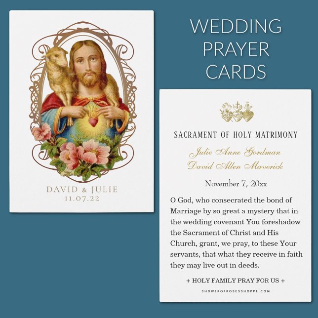 Carte de prière de mariage catholique Jésus Bon Be (Jesus the Good Shepherd Catholic Wedding Prayer Cards)