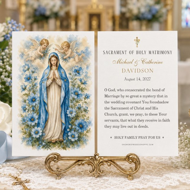 Carte de prière de mariage catholique Marie floral (Créateur téléchargé)