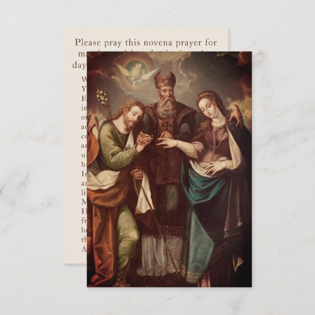 Carte de prière de Mariage catholique vintage (Devant / Derrière)