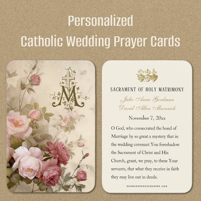 Carte de prière de mariage catholique vintage (All your wedding guests will LOVE to receive a beautiful remembrance card! )