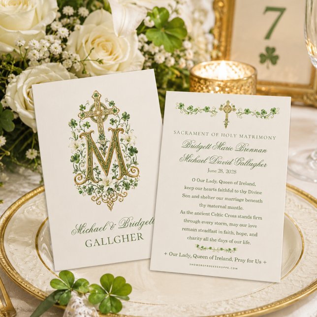 Carte de prière de mariage croix celtique irlandai (Créateur téléchargé)