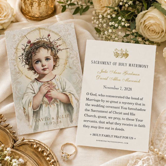 Carte de prière de mariage de Jésus du Sacré-Cœur  (Créateur téléchargé)