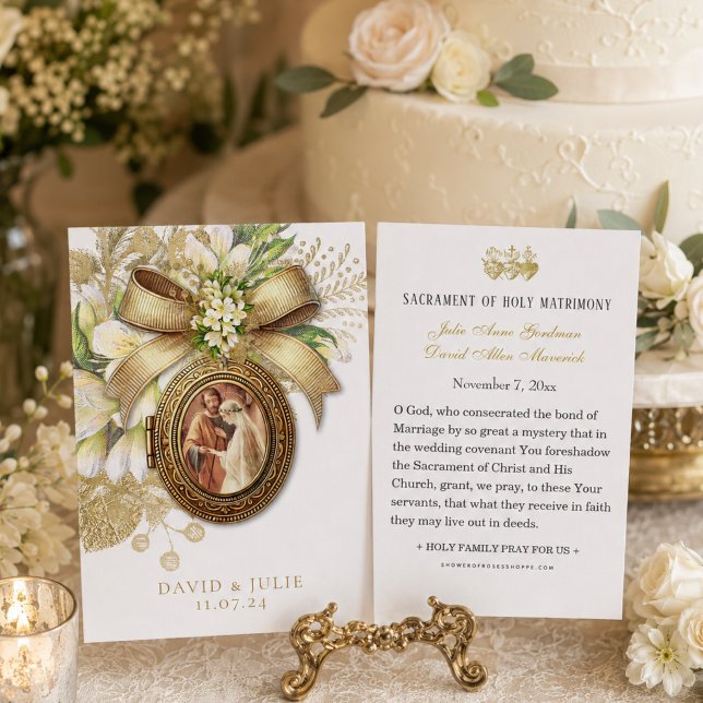 Carte de prière de mariage florale catholique (Créateur téléchargé)
