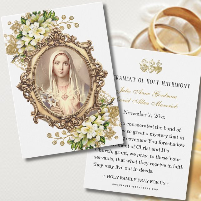 Carte de prière de mariage florale catholique (Créateur téléchargé)