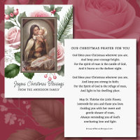 Carte de prière de Noël avec St Thérèse et Pink Ch