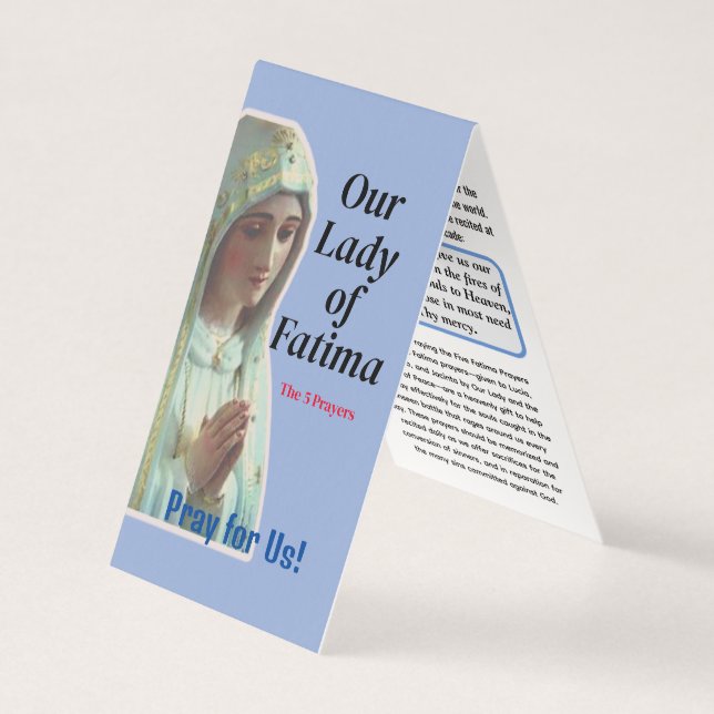 Carte de prière de Notre-Dame de Fatima (Front)
