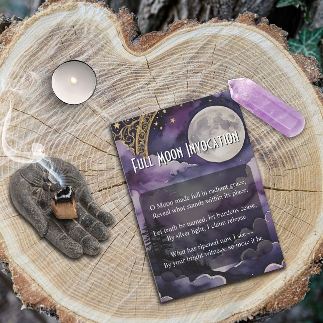 Carte de prière de poche Invocation de la pleine l (Full Moon Invocation Card for Pagan and Wiccan Practice by Starborne Devotionals)
