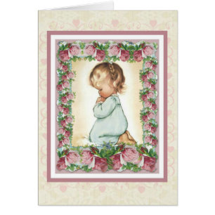 Carte de prière de roses de la petite fille w/pin