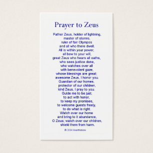 Carte de prière de Zeus